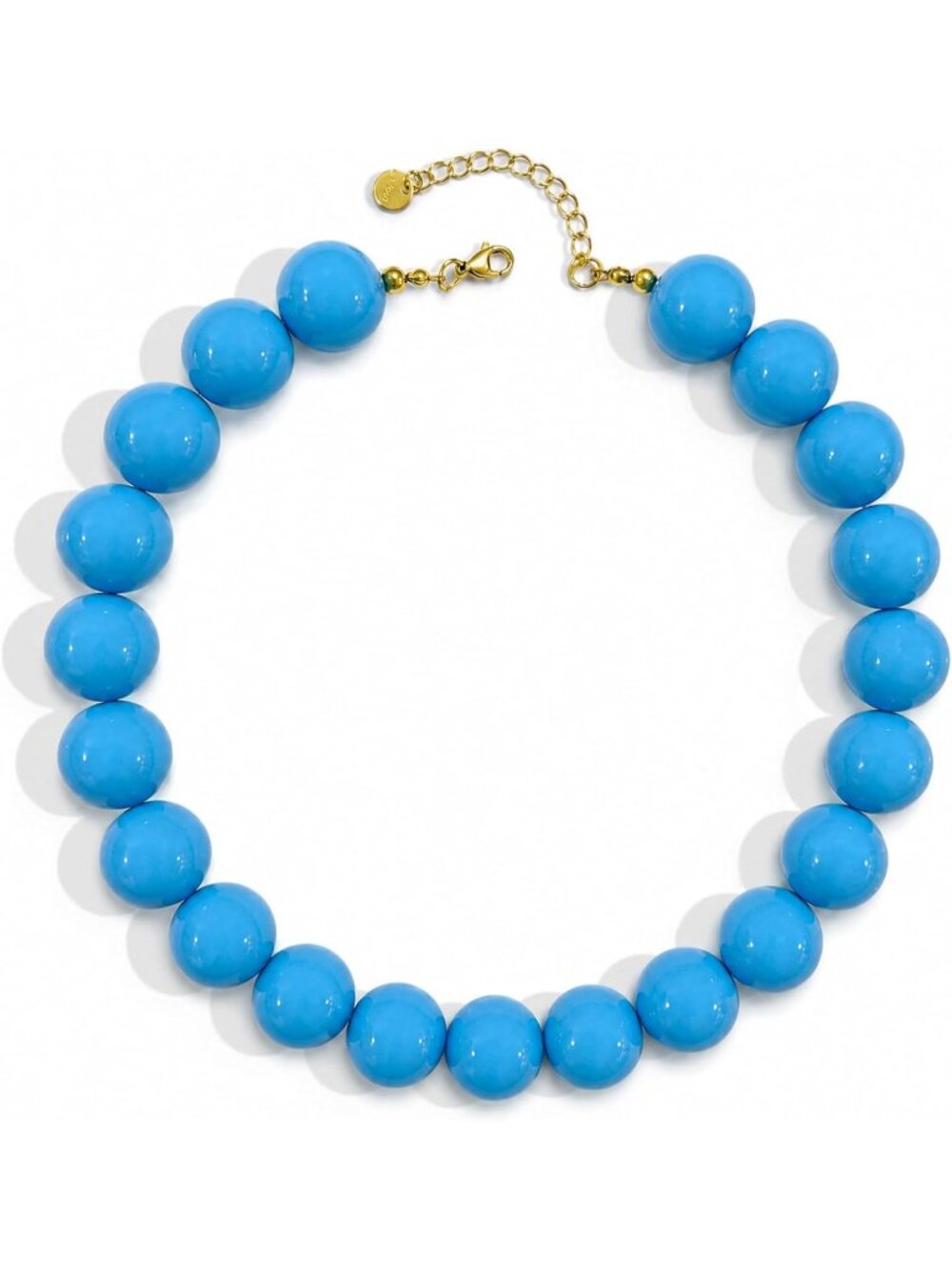 Women's Chunky Dark Blue Beaded Necklace Marbled Resin Large Ball Choker Jewelry